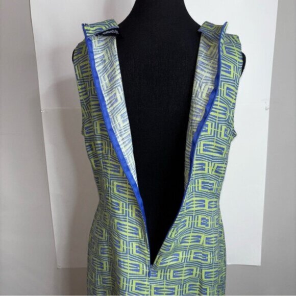 Metro Style Women’s 12 Knee Length Dress Abstract Sleeveless Blue Green - Picture 11 of 11